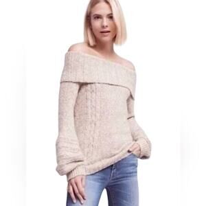 Anthropologie Sleeping on Snow blush pink off the shoulder sweater small